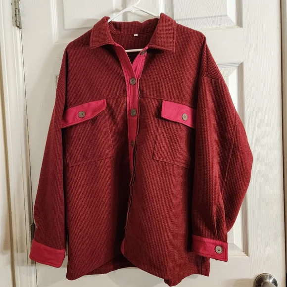 NWOT Button up red long sleeve shirt - Picture 1 of 4